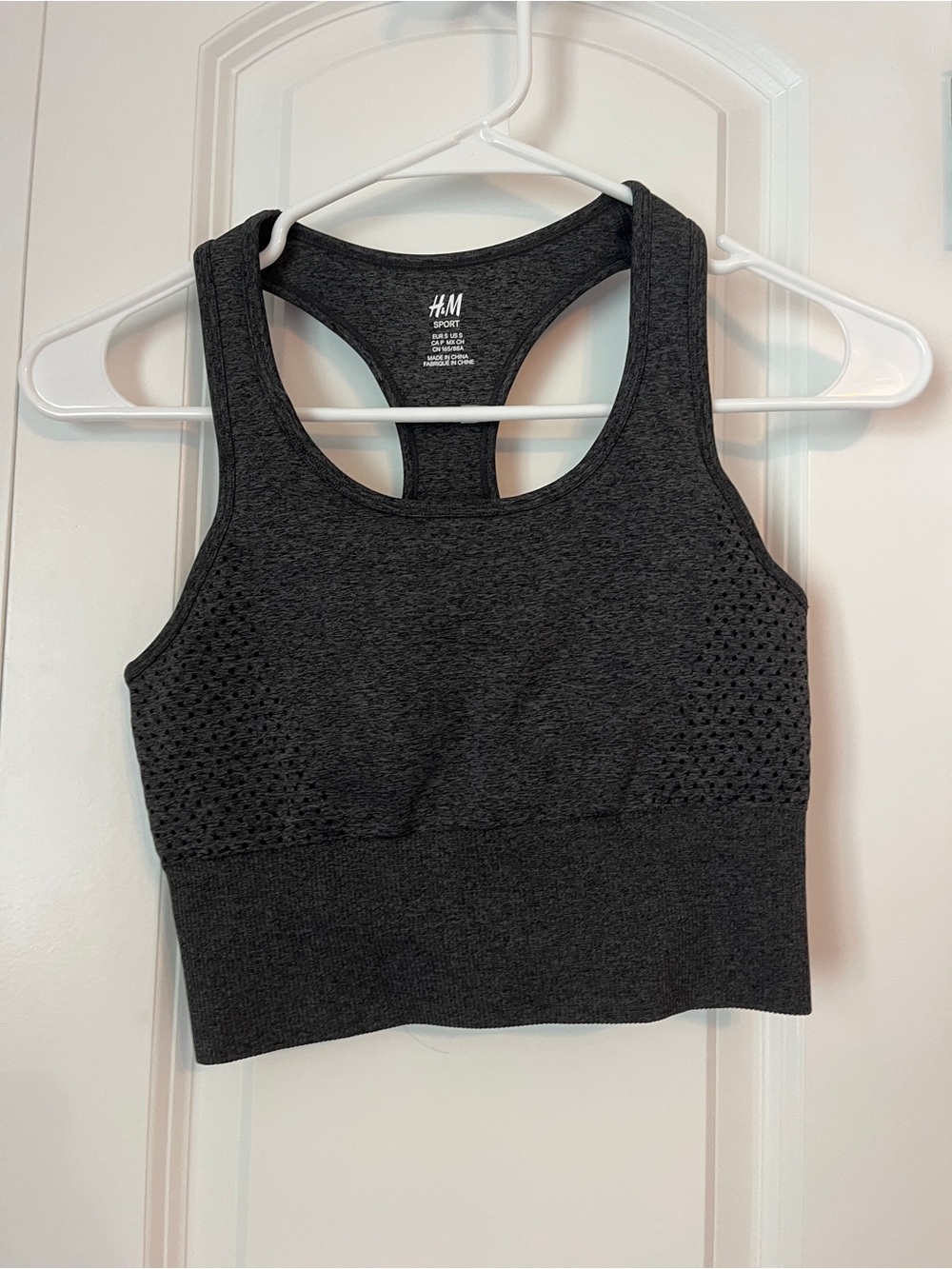 H&M Sport Charcoal Gray Seamless Racerback Crop Sports Bra